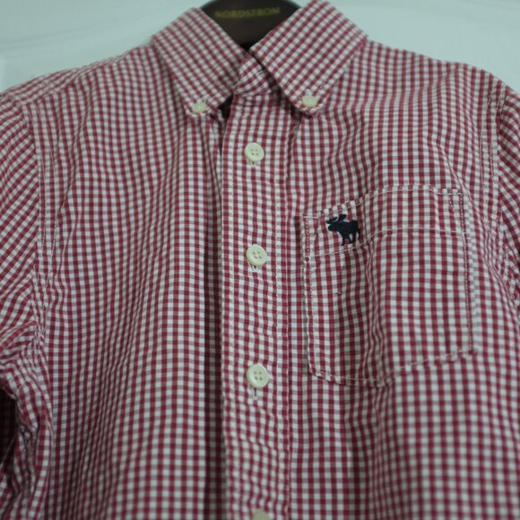Abercrombie Kids Red Check Gingham Muscle Shirt 100% Cotton size S - Picture 3 of 6